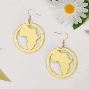 Africa Map in a Circle Earrings